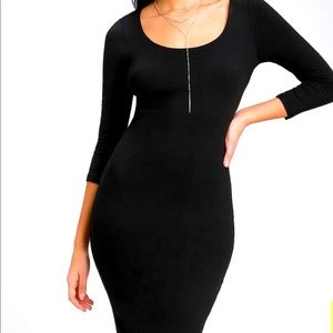 Black midi bodycon dress